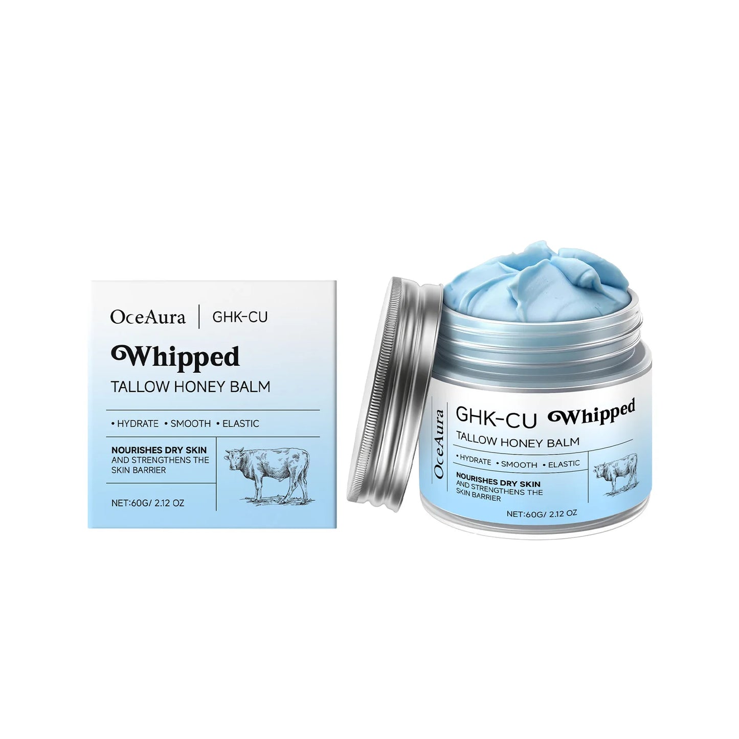 Ghk-Cu Beef Tallow Honey Balm Repair Dry Skin Deep Hydration Nourish Non-Greasy Brightening Even Skin Whipped Tallow Honey Cream